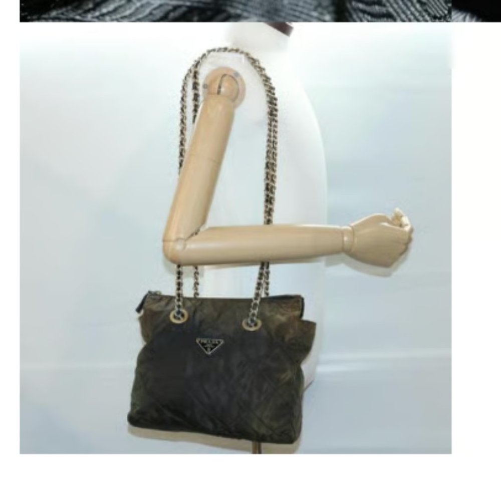 Prada Vintage Cloth Handbag; Brown - Picture 13 of 13
